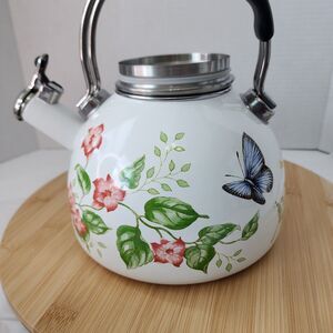 Lenox Butterfly Meadow Metal Teapot Kettle 2.5 Quart New With Box No Tags